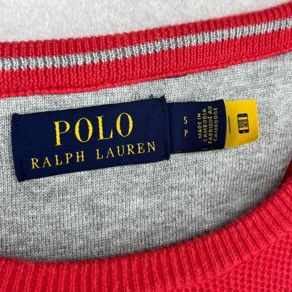 POLO RALPH LAUREN Sweater Mens S Mesh Knit Cotton Crewneck Pullover Jumper Red - Picture 5 of 16